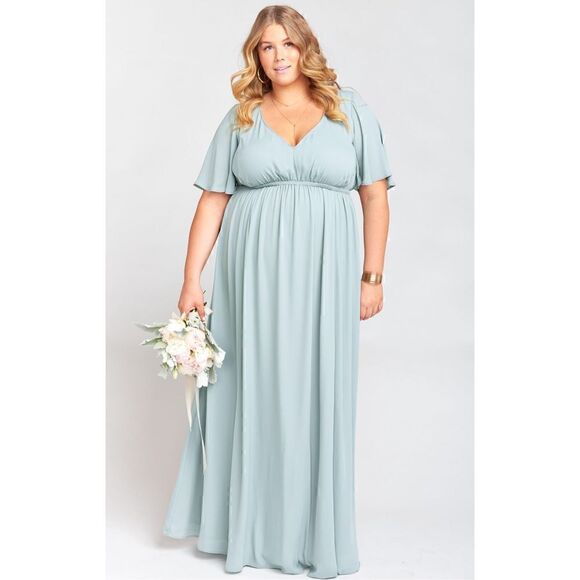 NWT Show Me Your MuMu Emily Empire Maxi Silver Sage Dress XXXL - Picture 1 of 13